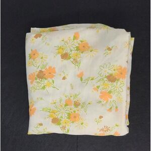 Cannon Monticello Vintage Floral Twin Fitted Sheet Orange Yellow Green Retro 70s